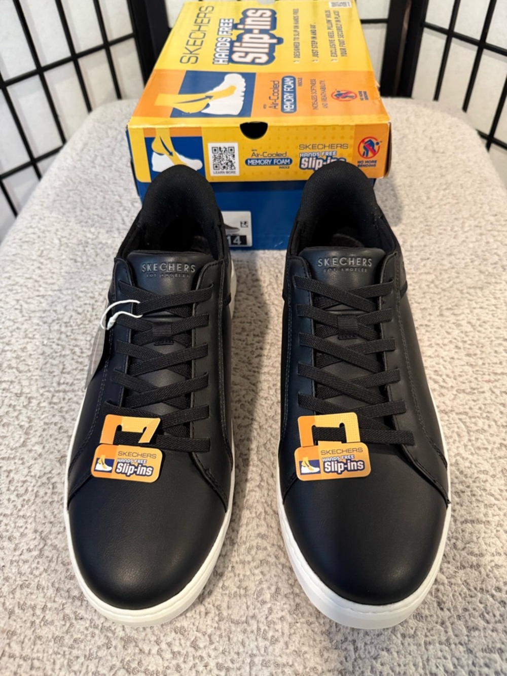 Skechers Hands Free Slip-Ins Black Sneakers Memory Foam Size 14 NWT Comfort